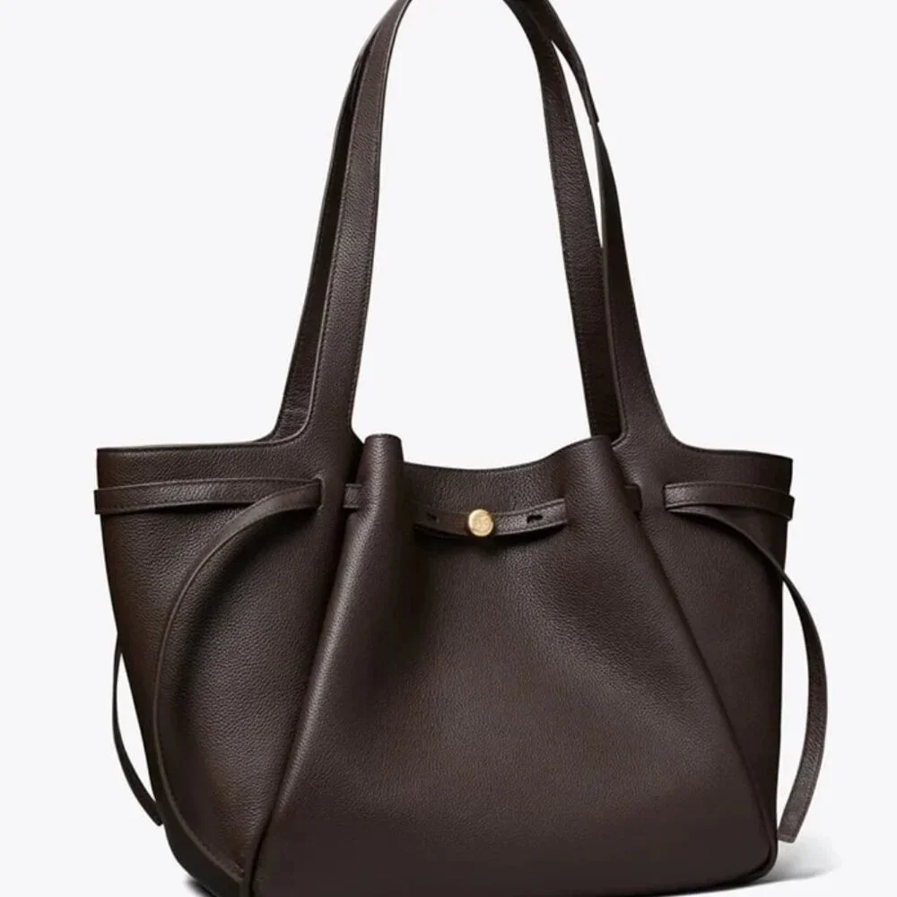 NWT ✅ TORY BURCH ROMY TOTE (LARGE) #163388  DEEP BROWN✨ NWT, DUST BAG - Picture 2 of 16